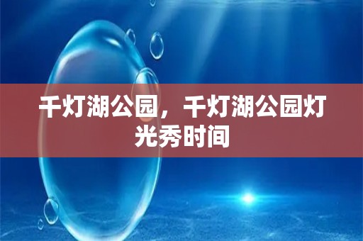 千灯湖公园，千灯湖公园灯光秀时间