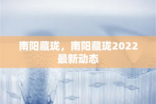 南阳藏珑，南阳藏珑2022最新动态