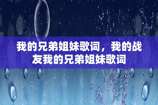 我的兄弟姐妹歌词，我的战友我的兄弟姐妹歌词