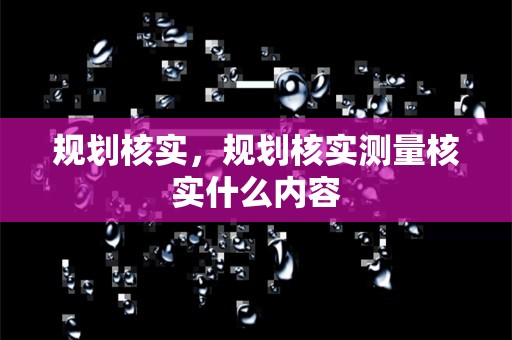 规划核实，规划核实测量核实什么内容