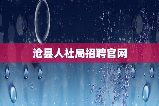 沧县人社局招聘爱游戏官网登录入口官网