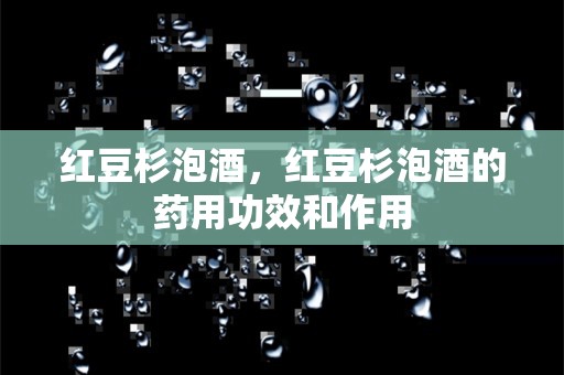 红豆杉泡酒，红豆杉泡酒的药用功效和作用