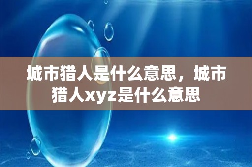 城市猎人是什么意思，城市猎人xyz是什么意思