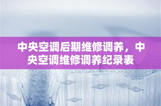 中央空调后期维修调养，中央空调维修调养纪录表